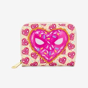 Loungefly Marvel Spiderman Pink Donut Heart Zip Wallet